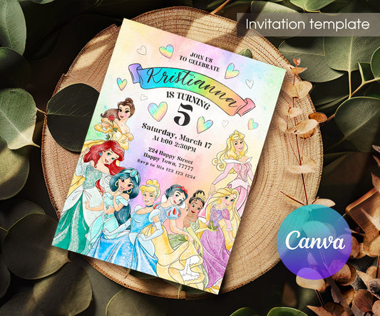Disney Princess customizable invitation template | Share or Print | girl | IT427