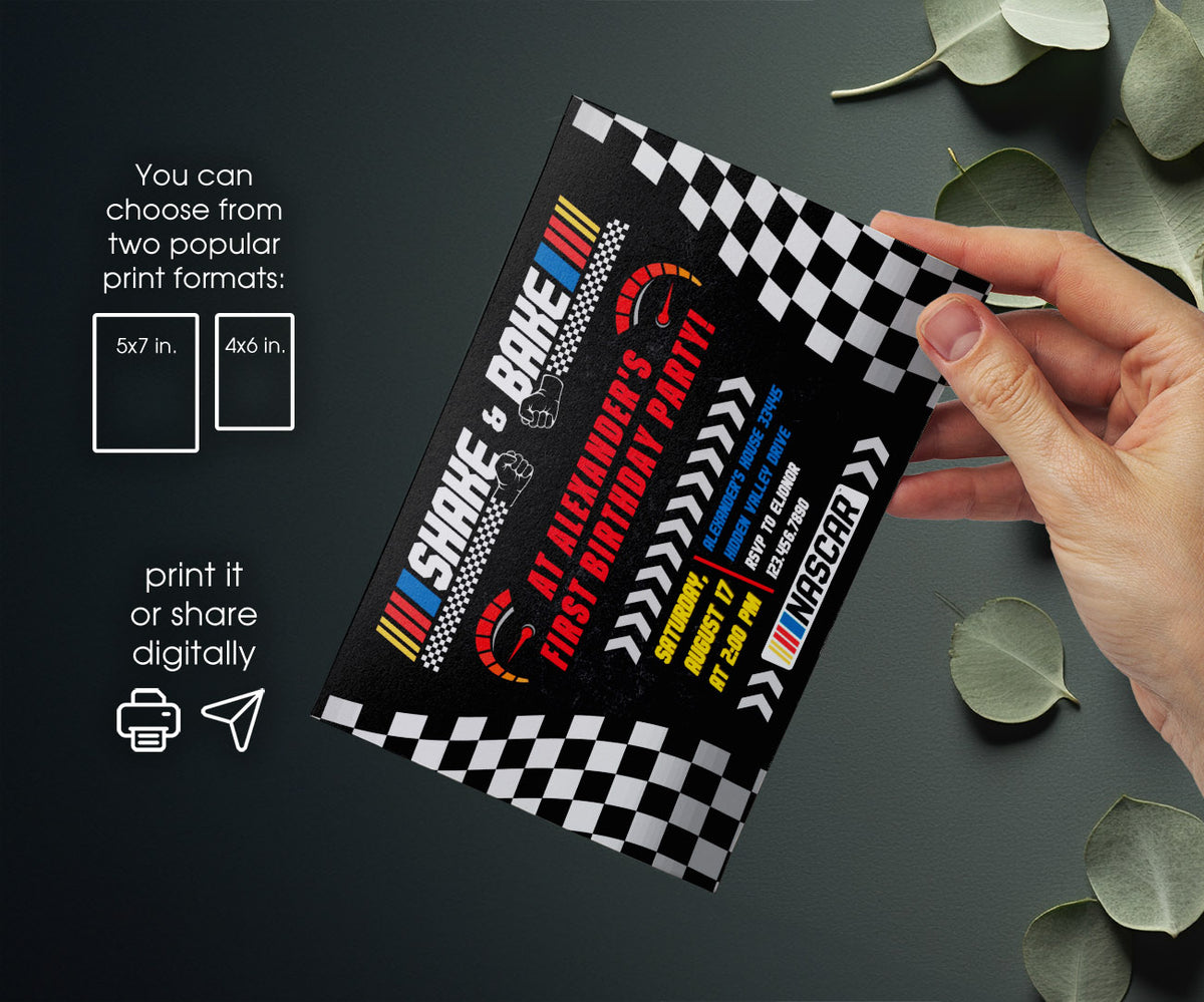 Nascar Ricky Bobby customizable invitation template | Share or Print | boy | VD623