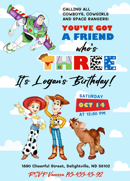 Toy Story Woody customizable invitation template | Share or Print | OU324