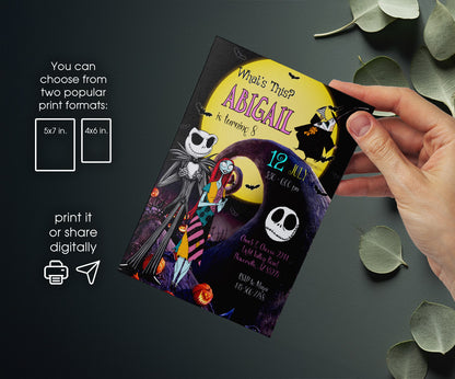 The Nightmare Before Christmas Halloween customizable invitation template | Share or Print | OS818