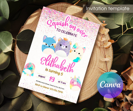 Squishmallows customizable invitation template | Share or Print | JY736