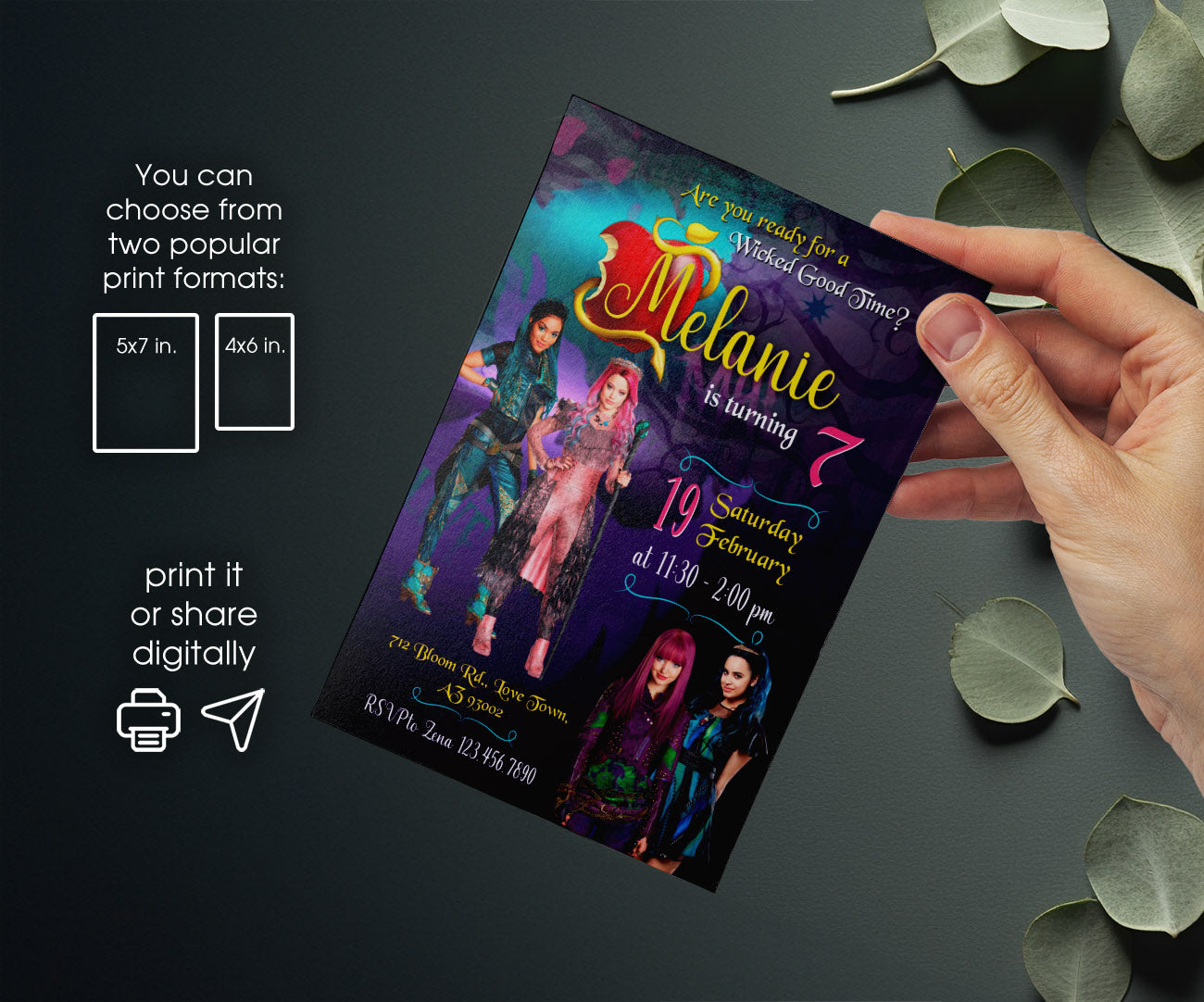 Descendants Disney customizable invitation template | Share or Print | SS247