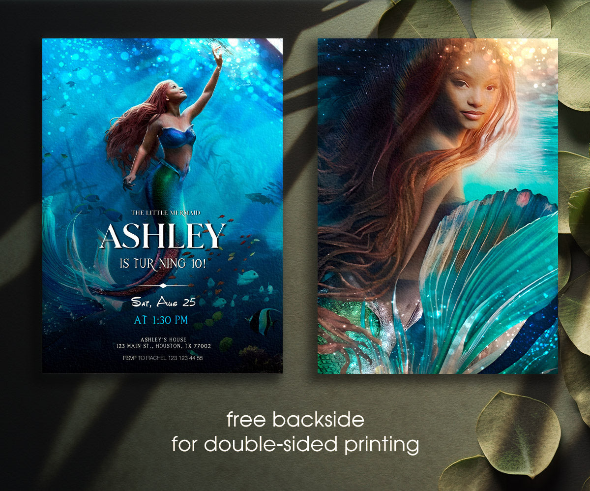 The Little Mermaid Ariel customizable invitation template | Share or Print | girl | GJ826
