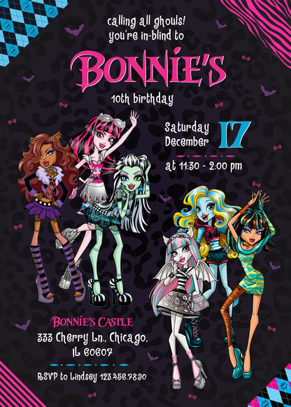 Monster High customizable invitation template | Share or Print | girl | XU971