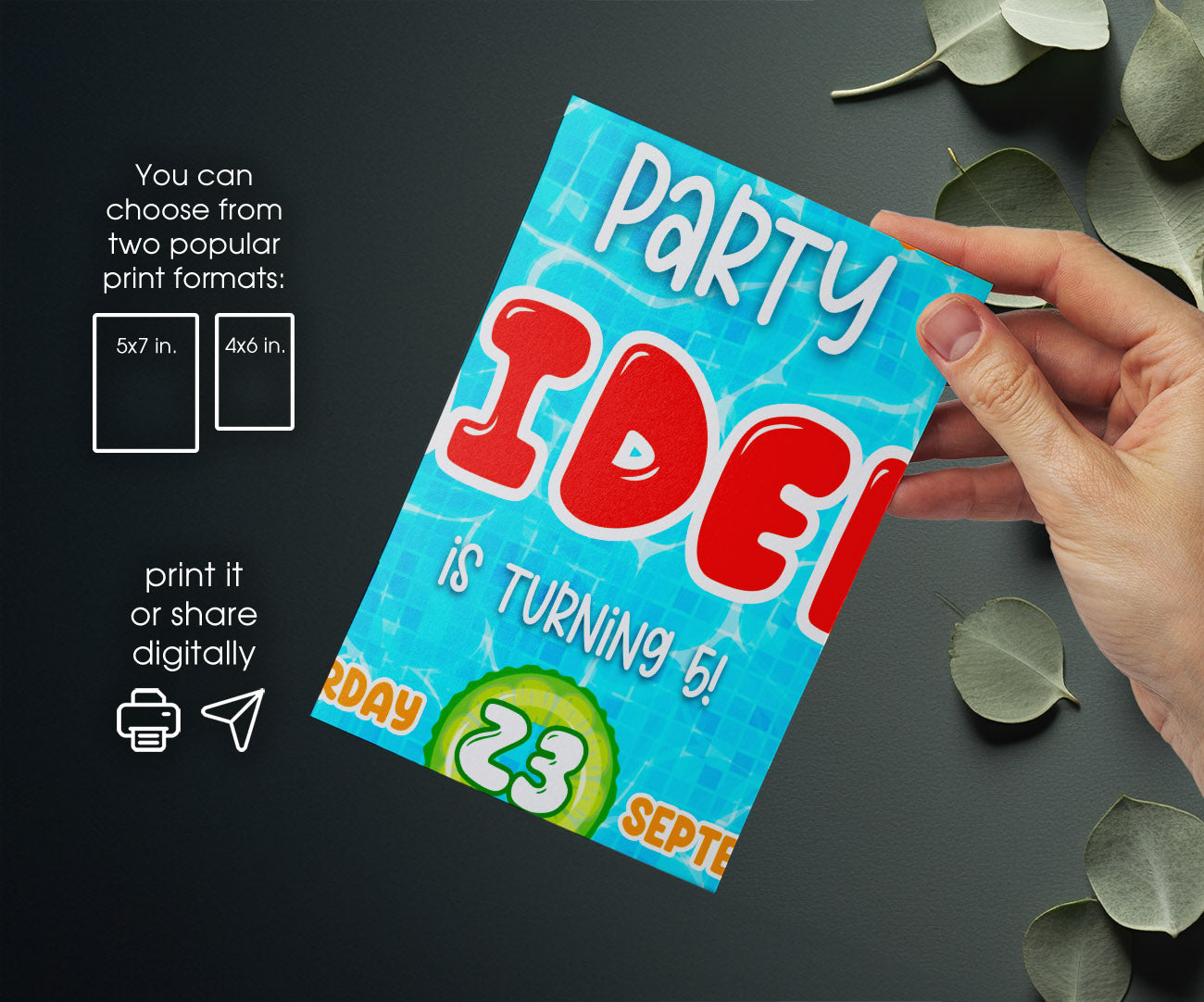 Pool Party customizable invitation template | Share or Print | boy | YV239