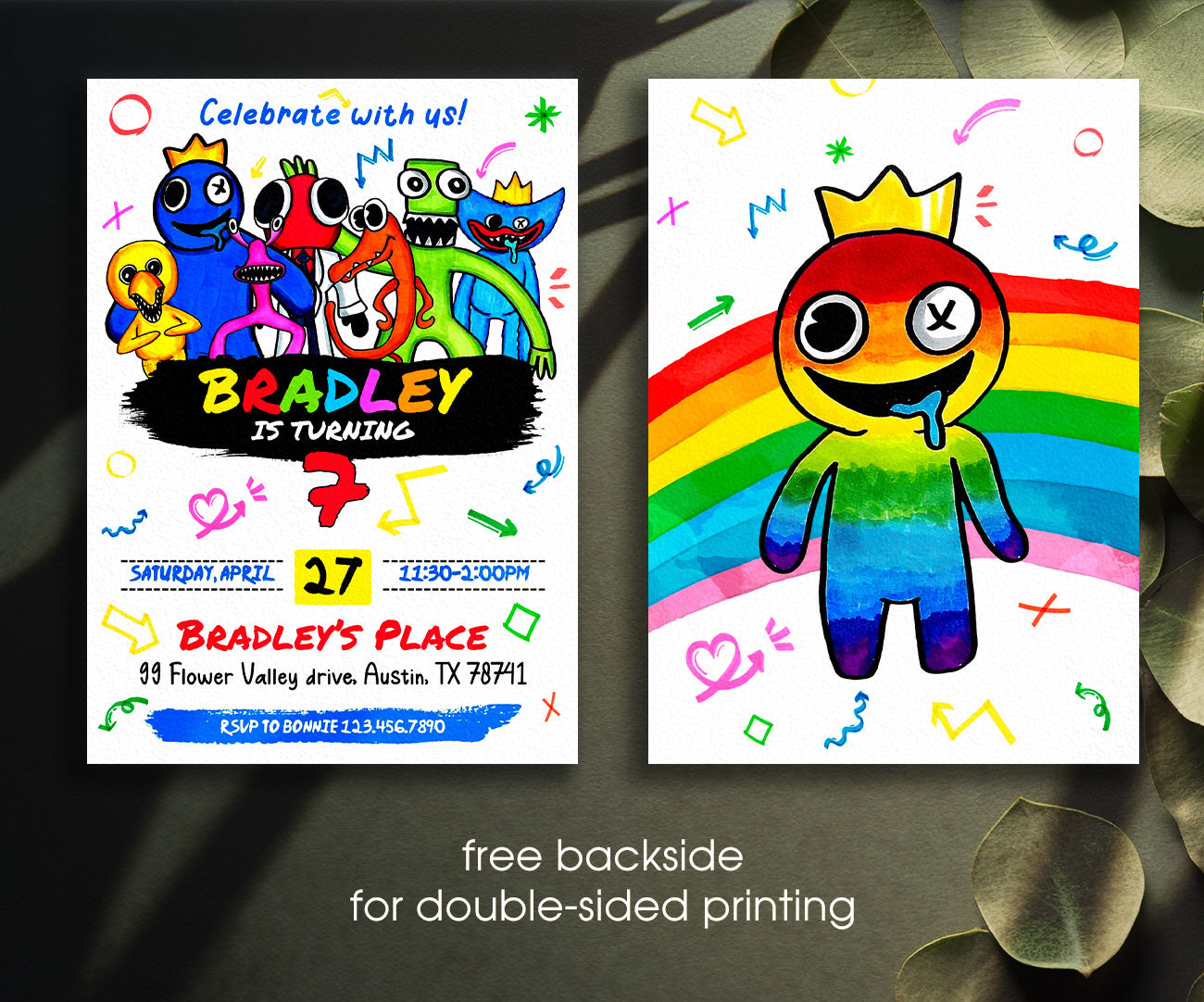 Rainbow Friends customizable invitation template | Share or Print | CO544