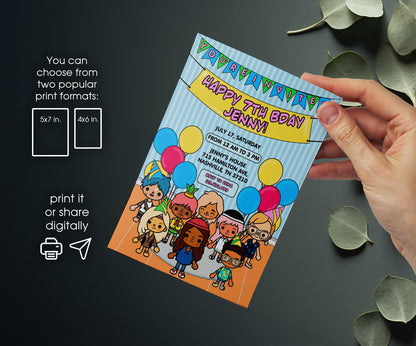 Toca Boca World Gamer customizable invitation template | Share or Print | AT504