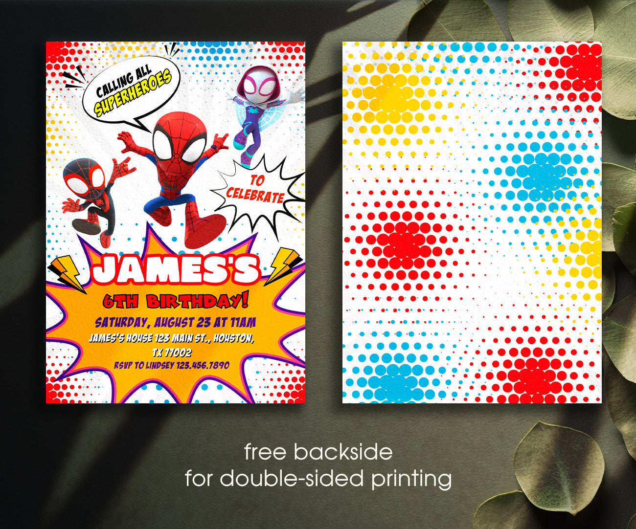 Spidey and His Amazing Friends customizable invitation template | Share or Print | boy | RS876