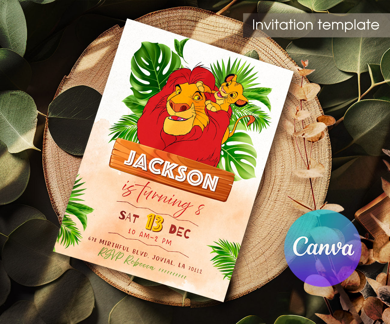 Lion King Simba customizable invitation template | Share or Print | MA960
