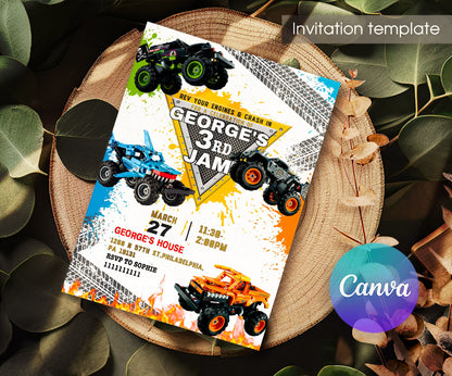 Monster Jam  Monster Truck customizable invitation template | Share or Print | boy | DA756