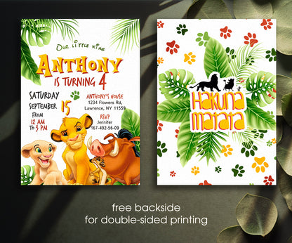 Lion King Simba customizable invitation template | Share or Print | KC884