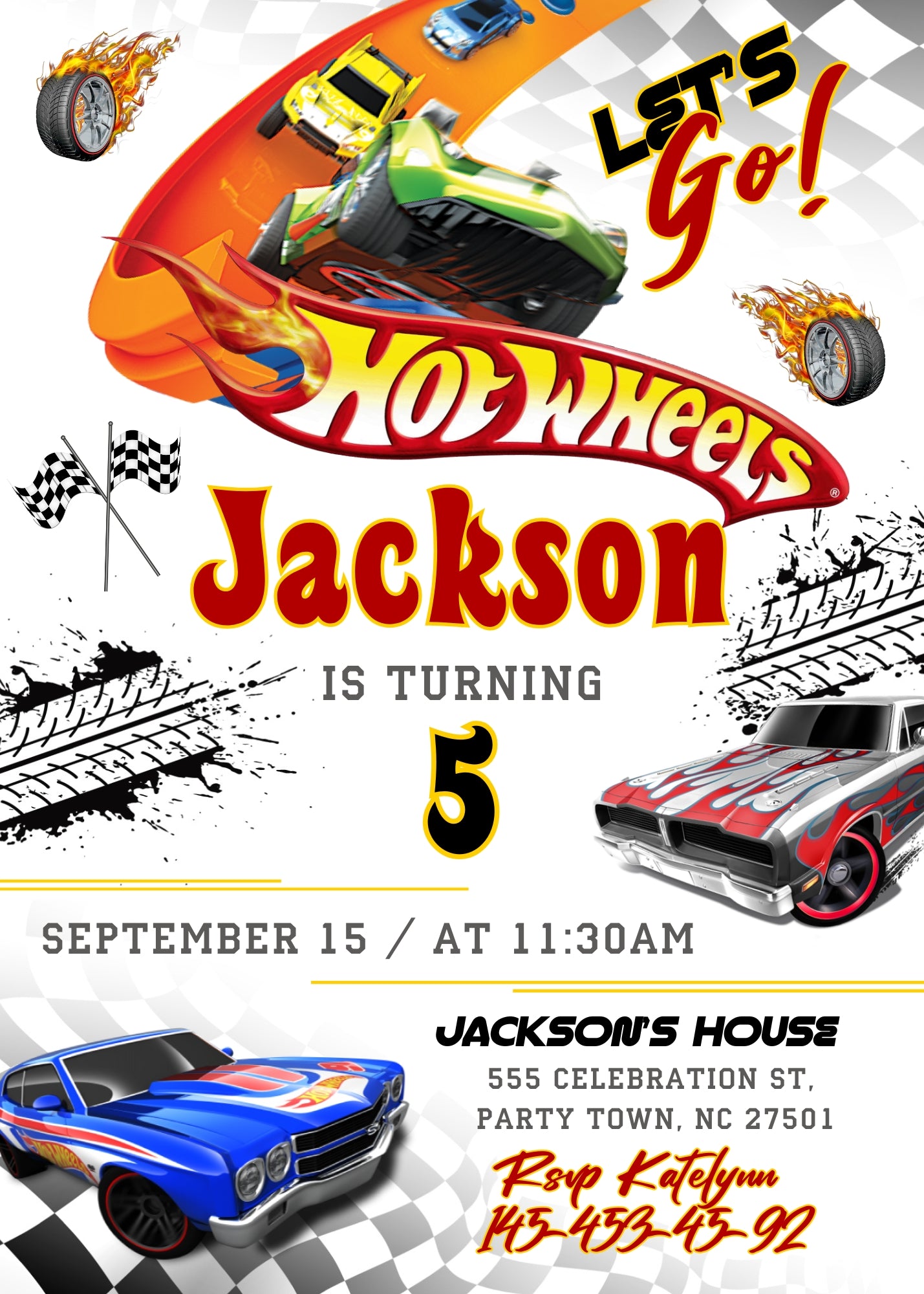 Hot Wheels Racing customizable invitation template | Share or Print | boy | II166