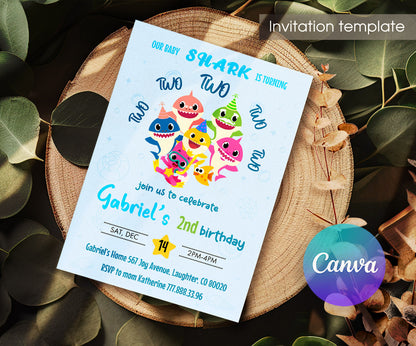 Baby Shark customizable invitation template | Share or Print | FU631