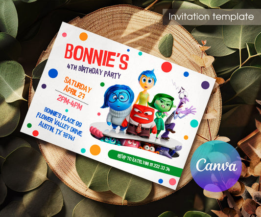 Inside Out 2 customizable invitation template | Share or Print | HW320