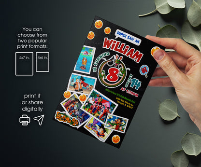 Dragon Ball Z Anime customizable invitation template | Share or Print | boy | BW664