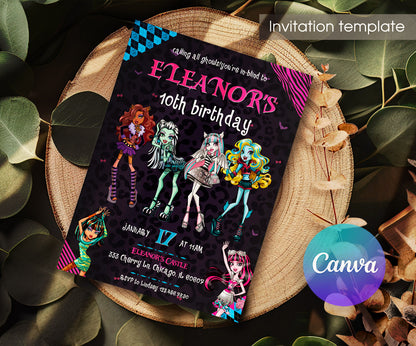Monster High customizable invitation template | Share or Print | girl | FX848