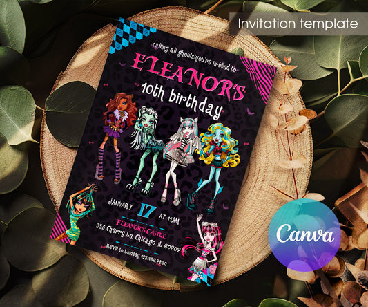 Monster High customizable invitation template | Share or Print | girl | FX848