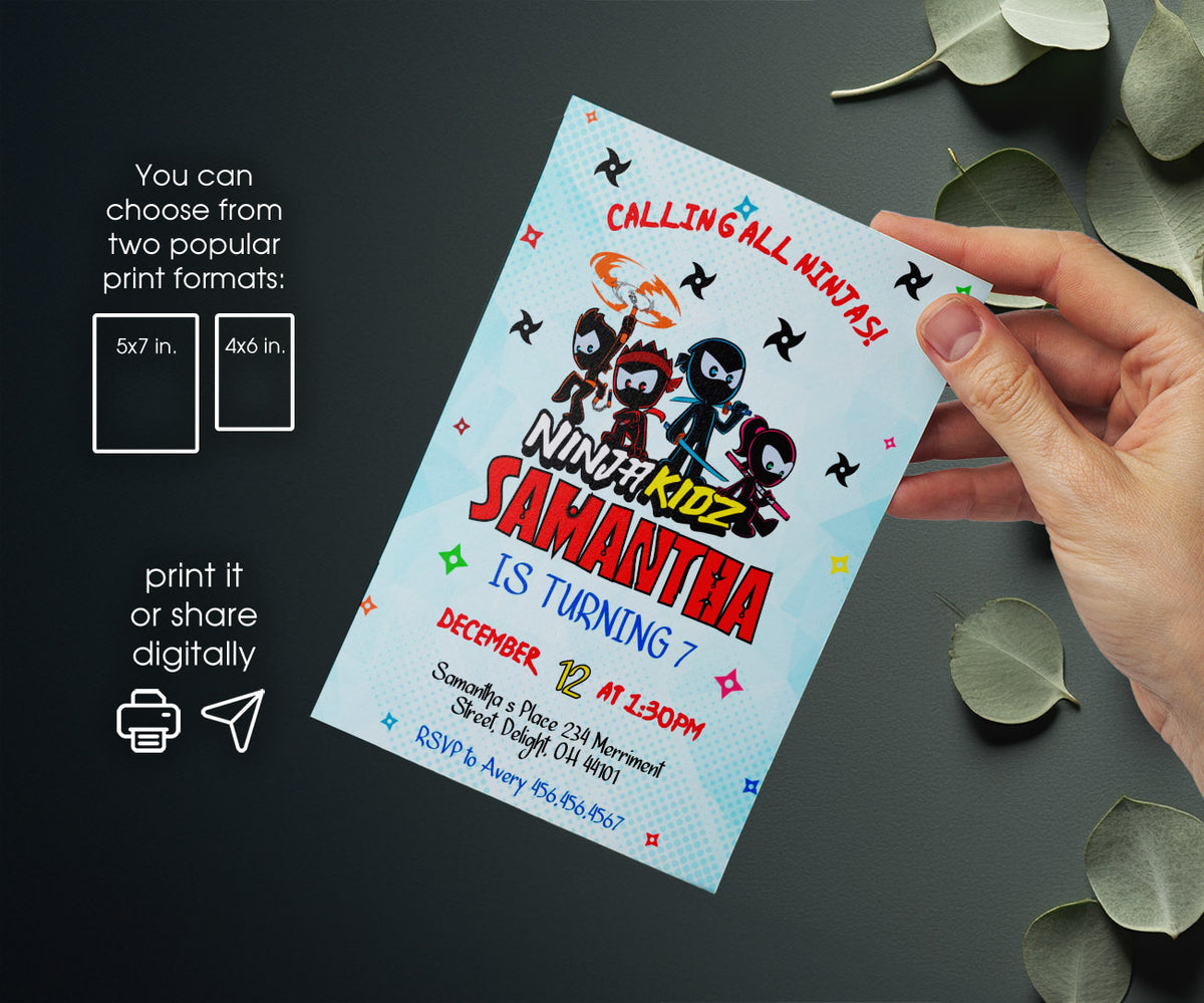 Ninja Kidz TV customizable invitation template | Share or Print | GA116
