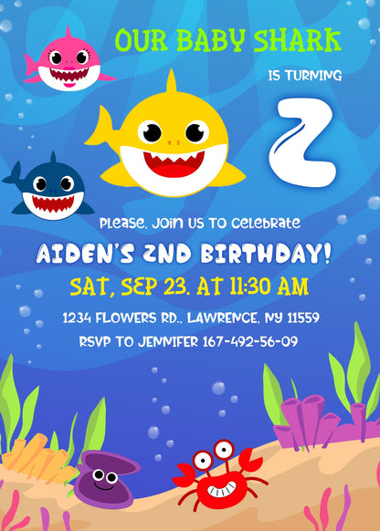 Baby Shark customizable invitation template | Share or Print | GG195