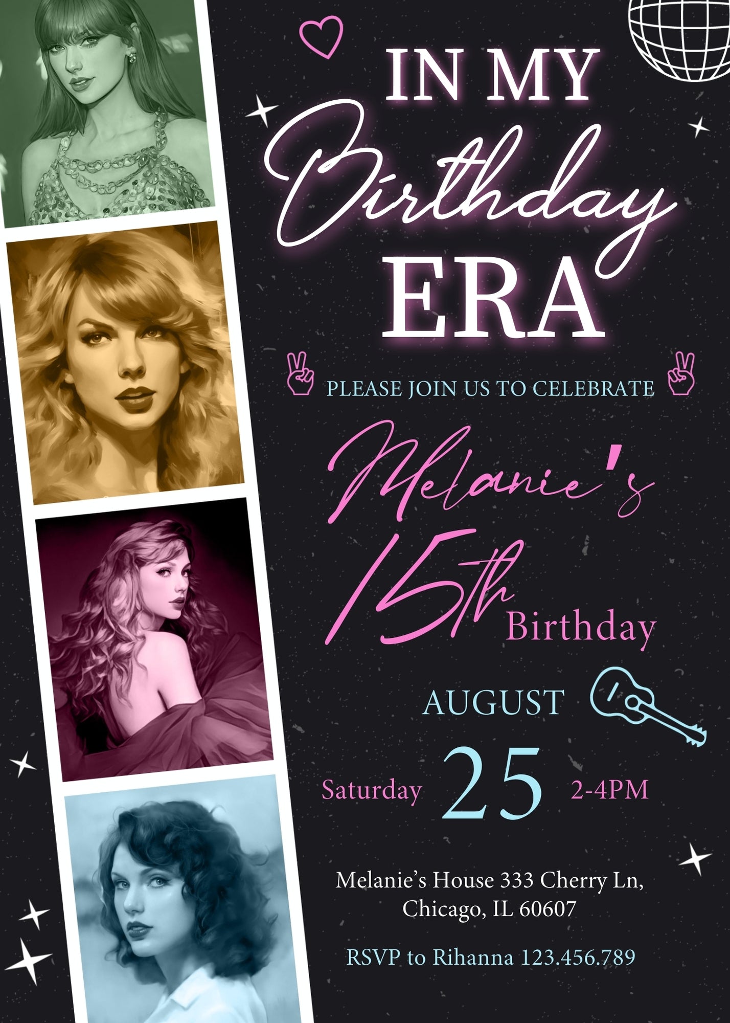 Taylor Swift Eras Tour customizable invitation template | Share or Print | girl | RG022