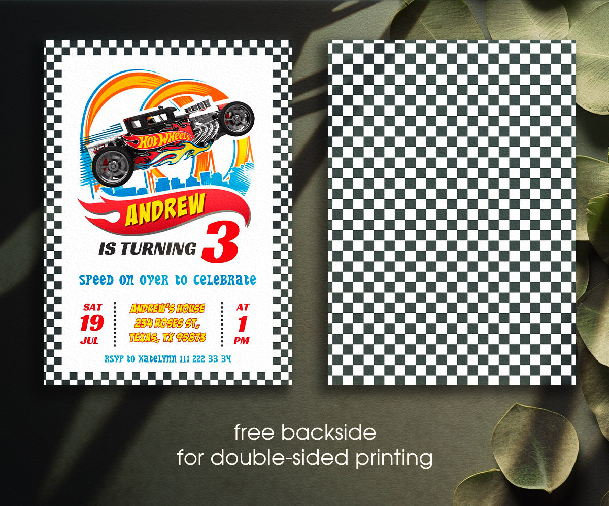 Hot Wheels Racing customizable invitation template | Share or Print | boy | VC942
