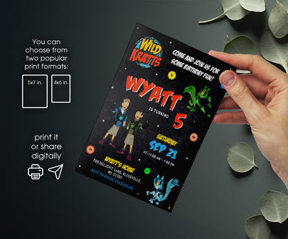 Wild Kratts Creature Hero customizable invitation template | Share or Print | XE742