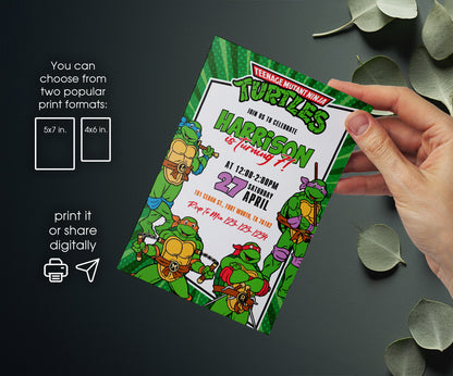 Teenage Mutant Ninja Turtles customizable invitation template | Share or Print | boy | TQ113