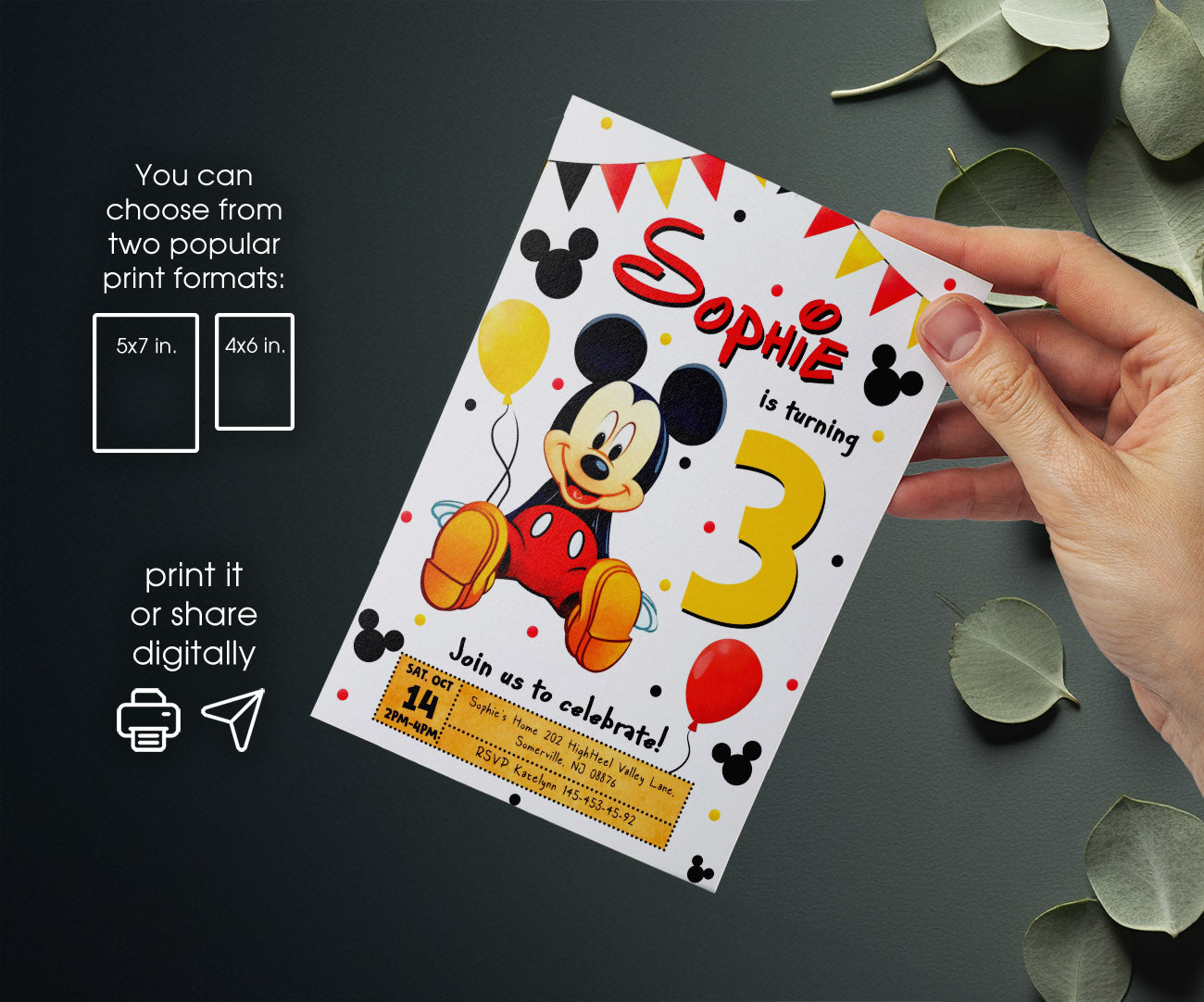 Mickey Mouse and Friends customizable invitation template | Share or Print | DN711