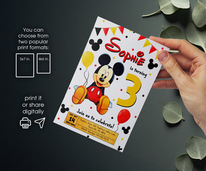 Mickey Mouse and Friends customizable invitation template | Share or Print | DN711