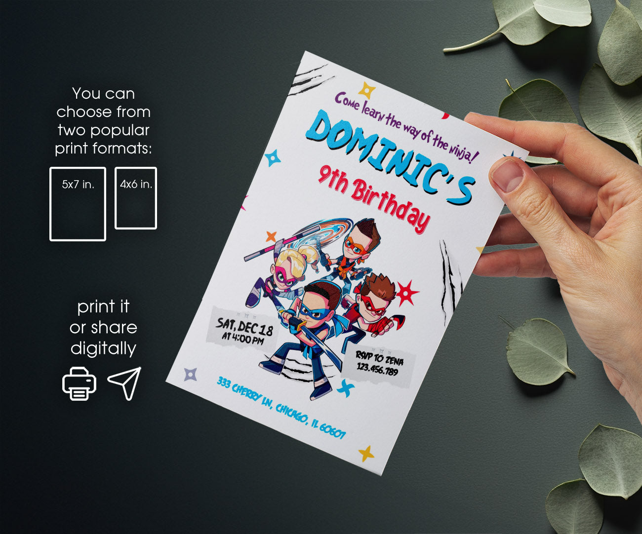 Ninja Kidz TV customizable invitation template | Share or Print | IU630