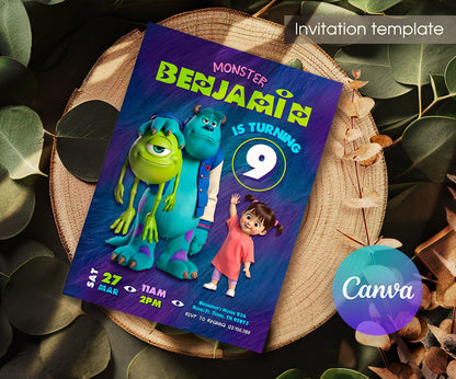 Monsters, Inc. customizable invitation template | Share or Print | UE516