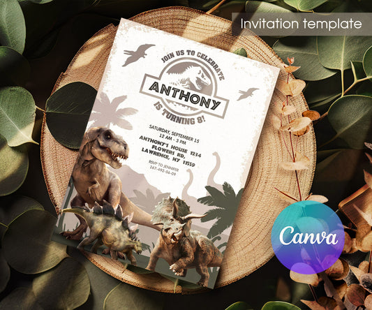 Jurassic World Dinosaur customizable invitation template | Share or Print | BN885