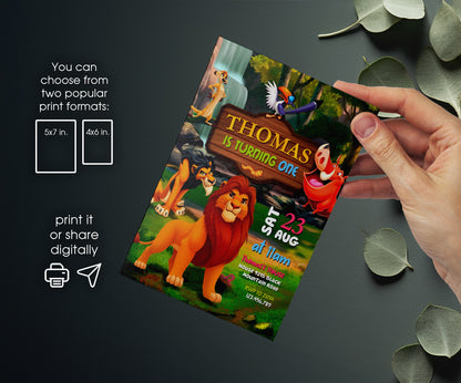Lion King Simba customizable invitation template | Share or Print | PY031