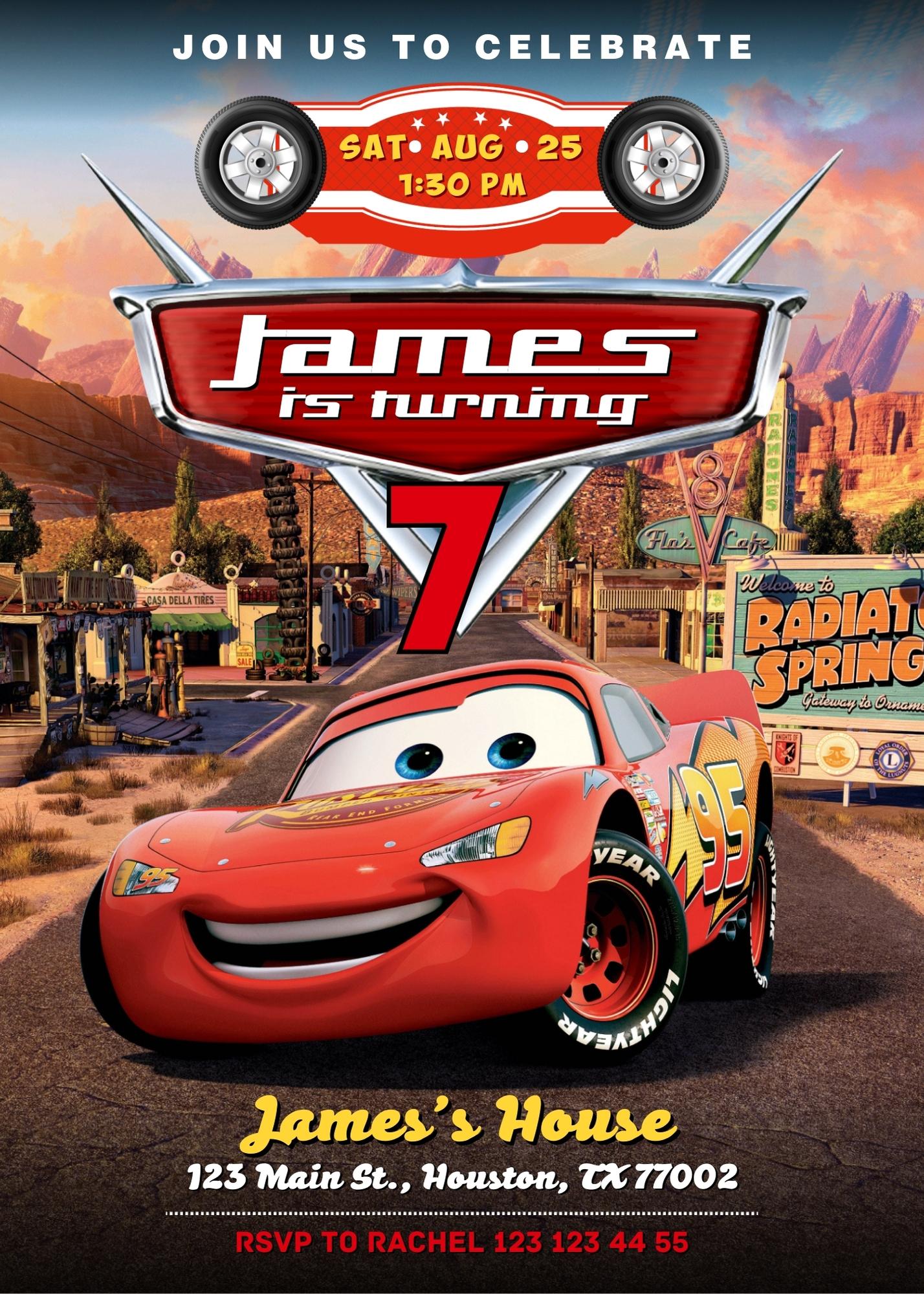 Cars Lightning McQueen customizable invitation template | Share or Print | boy | UW874