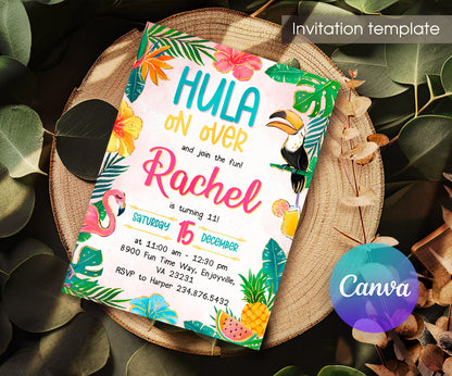 Aloha Luau Party customizable invitation template | Share or Print | girl | GE214
