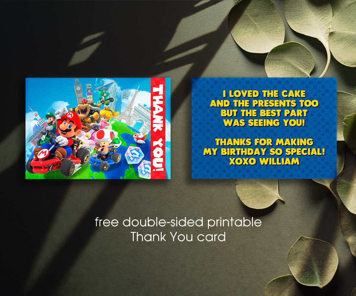 Mario Kart Gamer customizable invitation template | Share or Print | boy | WU211
