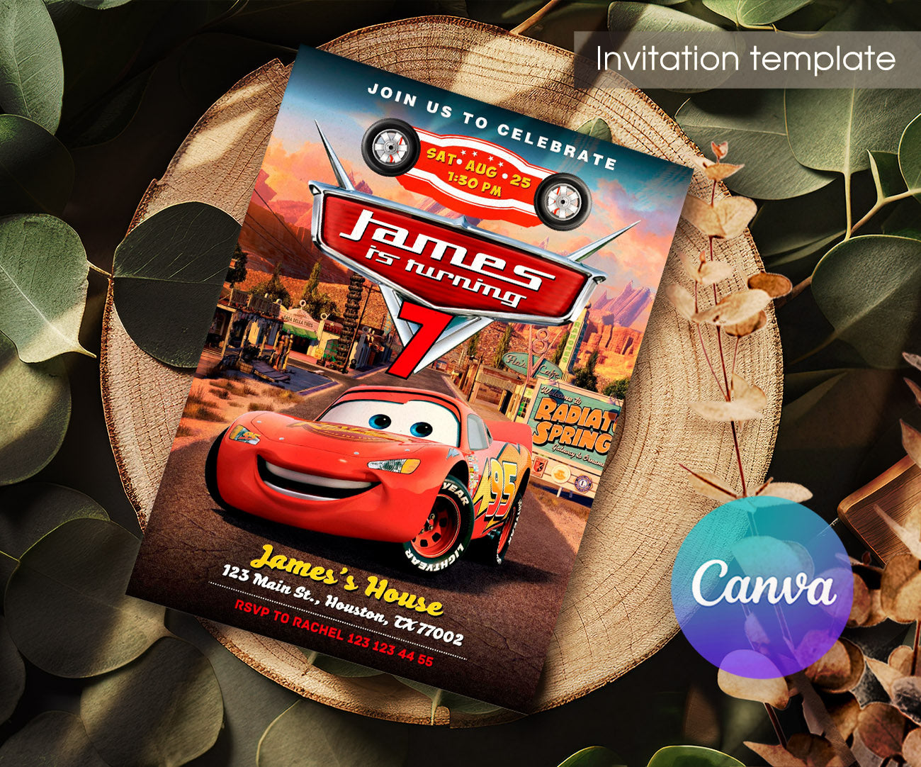 Cars Lightning McQueen customizable invitation template | Share or Print | boy | UW874