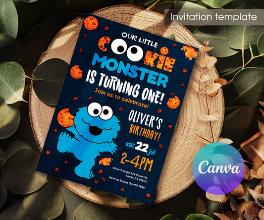 Sesame Street Cookie Monster customizable invitation template | Share or Print | GQ954