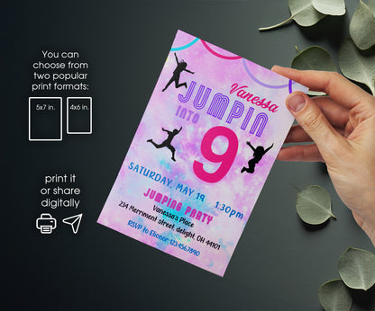 Trampoline Jump Party customizable invitation template | Share or Print | WP276