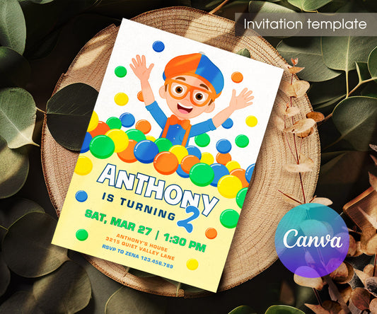 Blippi customizable invitation template | Share or Print | CS796