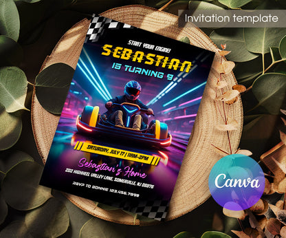 Go Kart Karting Racing customizable invitation template | Share or Print | boy | BH712