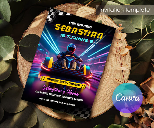 Go Kart Karting Racing customizable invitation template | Share or Print | boy | BH712