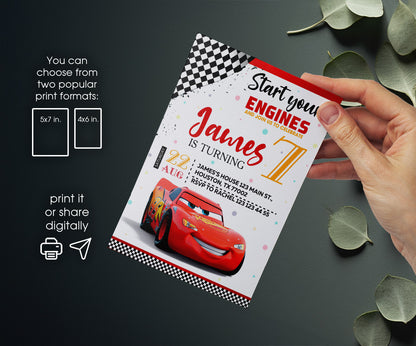 Cars Lightning McQueen customizable invitation template | Share or Print | boy | HW480