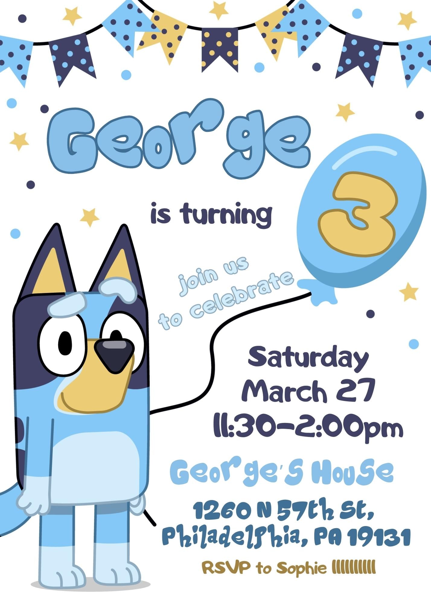 Bluey Bingo customizable invitation template | Share or Print | FD285