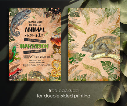 Reptile Lizard Snake customizable invitation template | Share or Print | VA006