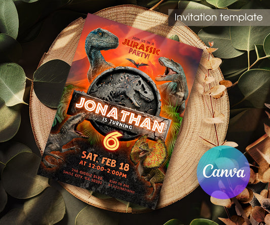 Jurassic World Dinosaur customizable invitation template | Share or Print | EM604
