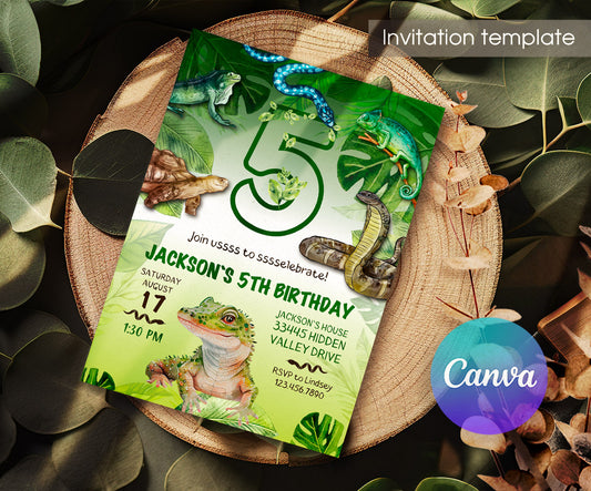 Reptile Lizard Snake customizable invitation template | Share or Print | PC814