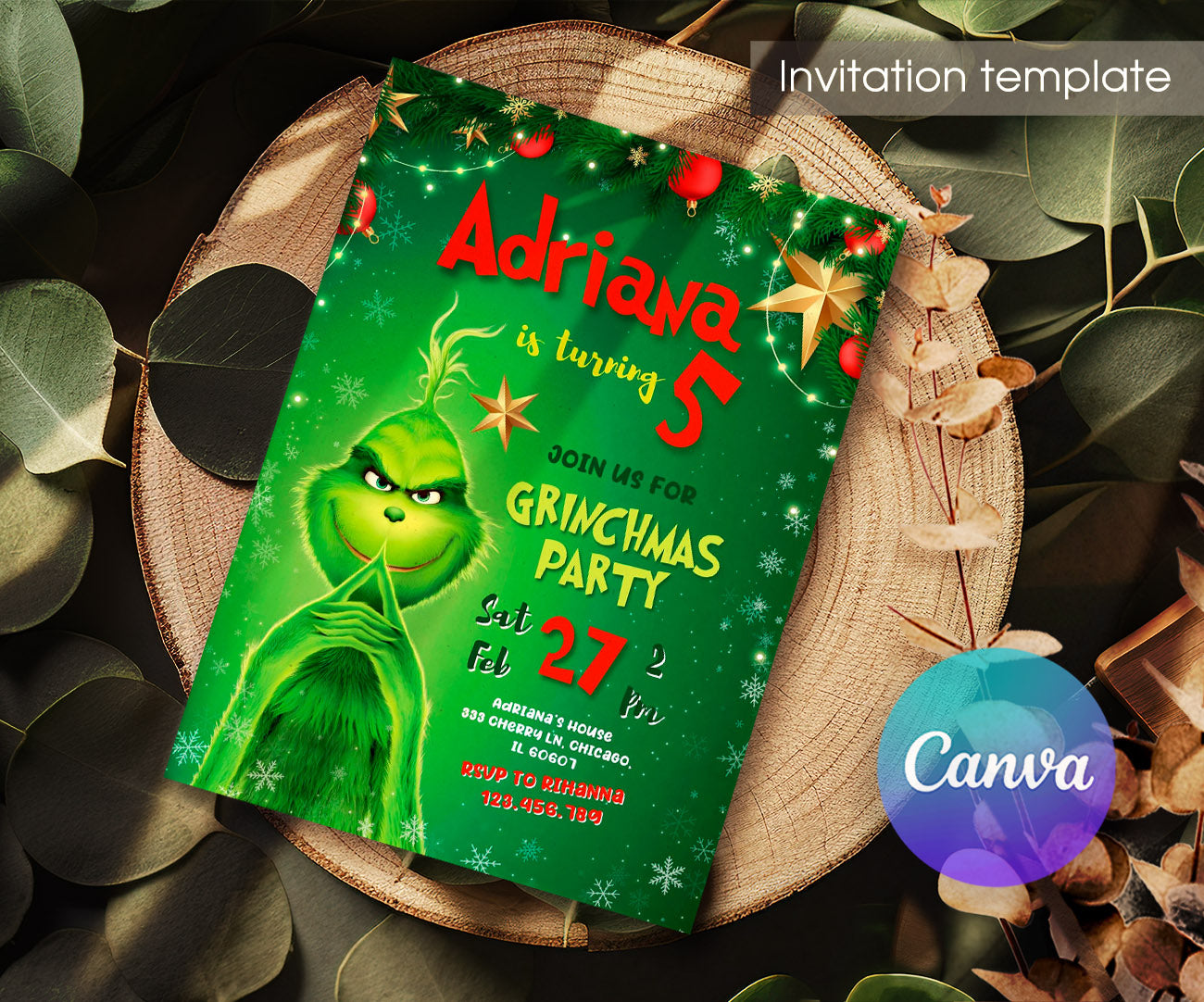 The Grinch  Merry Grinchmas customizable invitation template | Share or Print | CW241