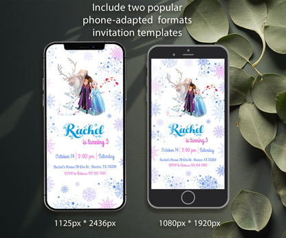 Frozen Elsa customizable invitation template | Share or Print | girl | MR558