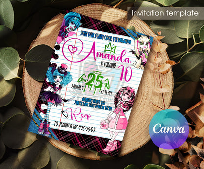 Monster High customizable invitation template | Share or Print | girl | TR431